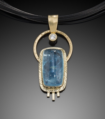 Aquamarine-Diamond Pendant/Brooch